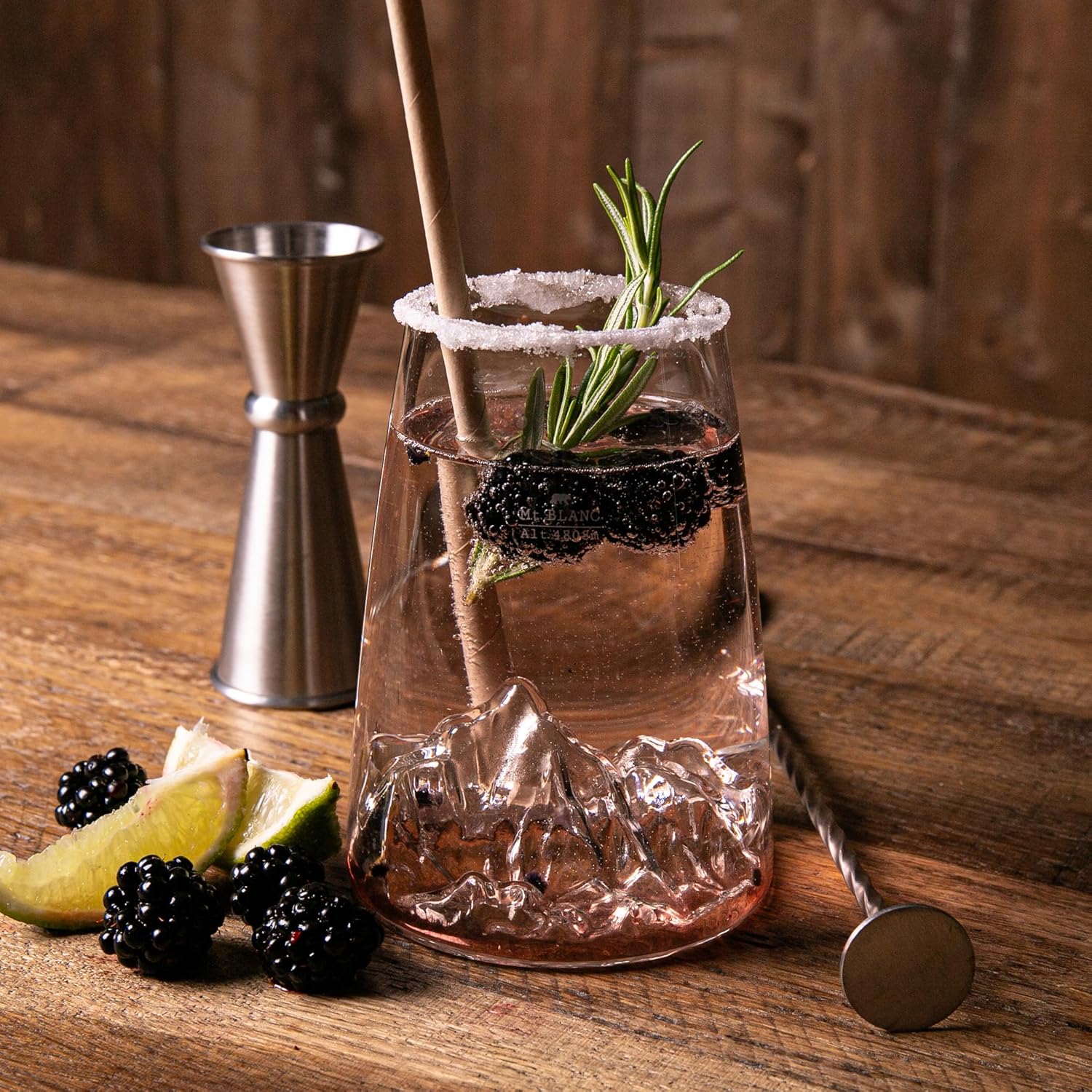 Verre à bière ou cocktail design - Topographic Mont-Blanc - Image 3