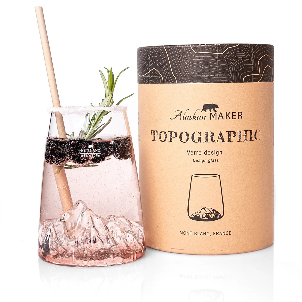 Verre à bière ou cocktail design - Topographic Mont-Blanc - Image 2