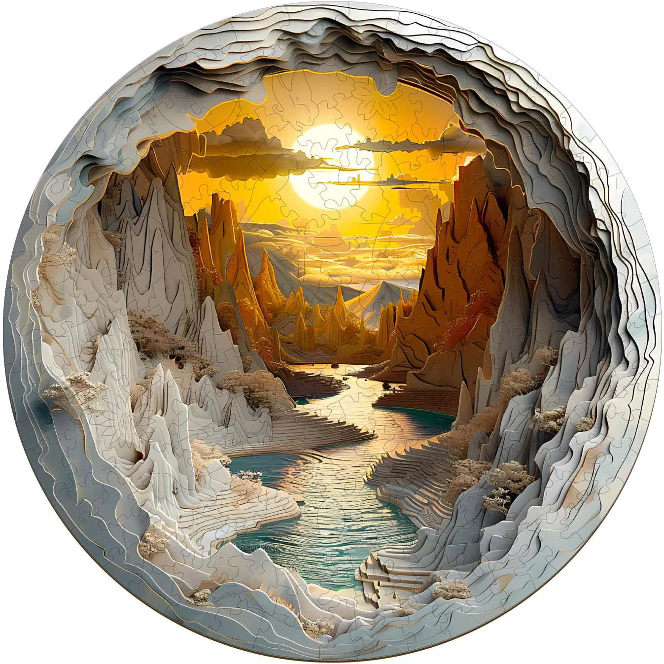 Puzzle rond effet 3D - La grotte - Image 2